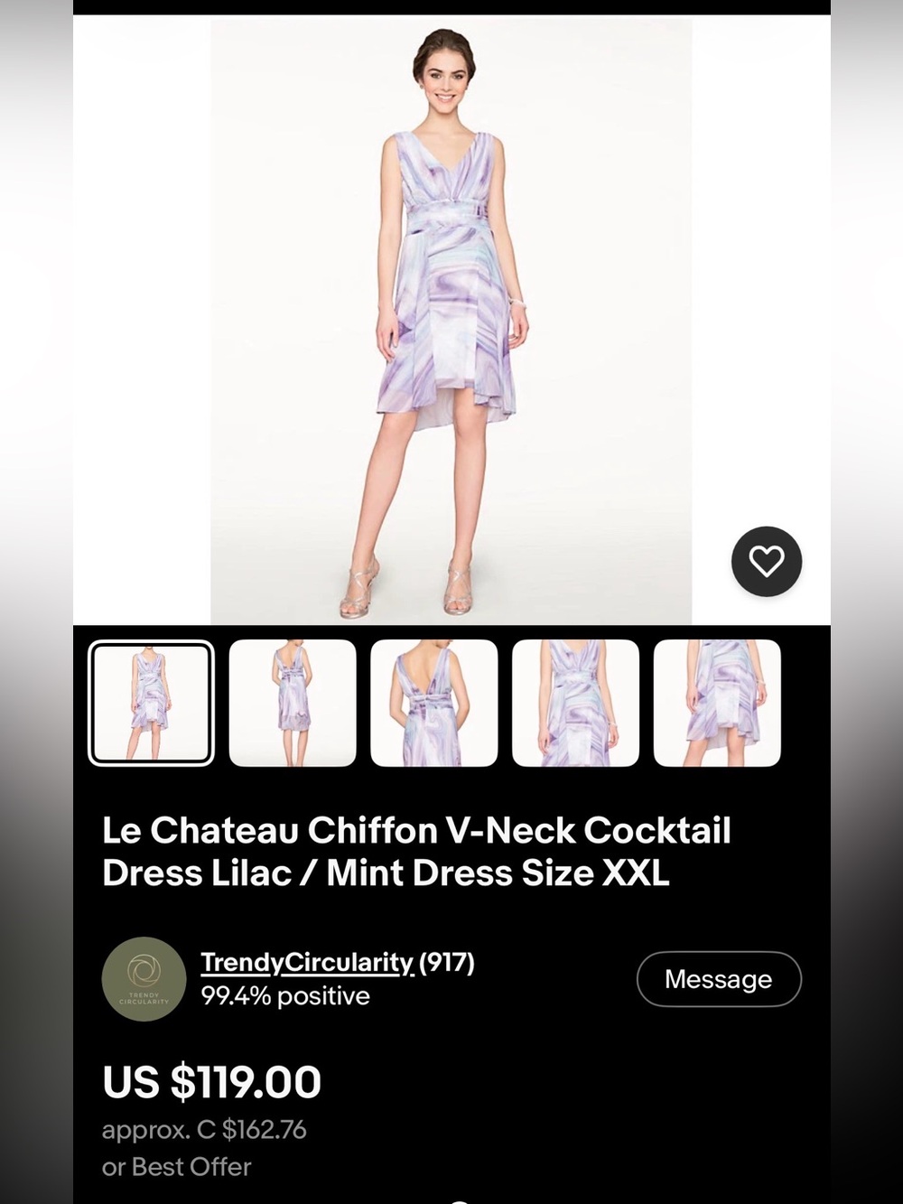 le chateau Lavender Marble High-Low V-Neck Dress